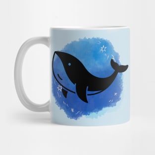 watercolor with whale silhouette Mug